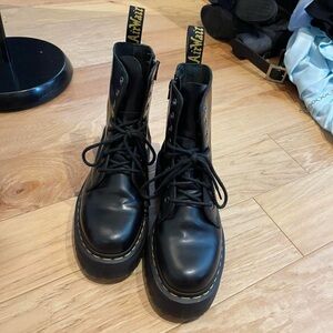 Dr. Martens Shiny Black Platform Lace-Up Boots